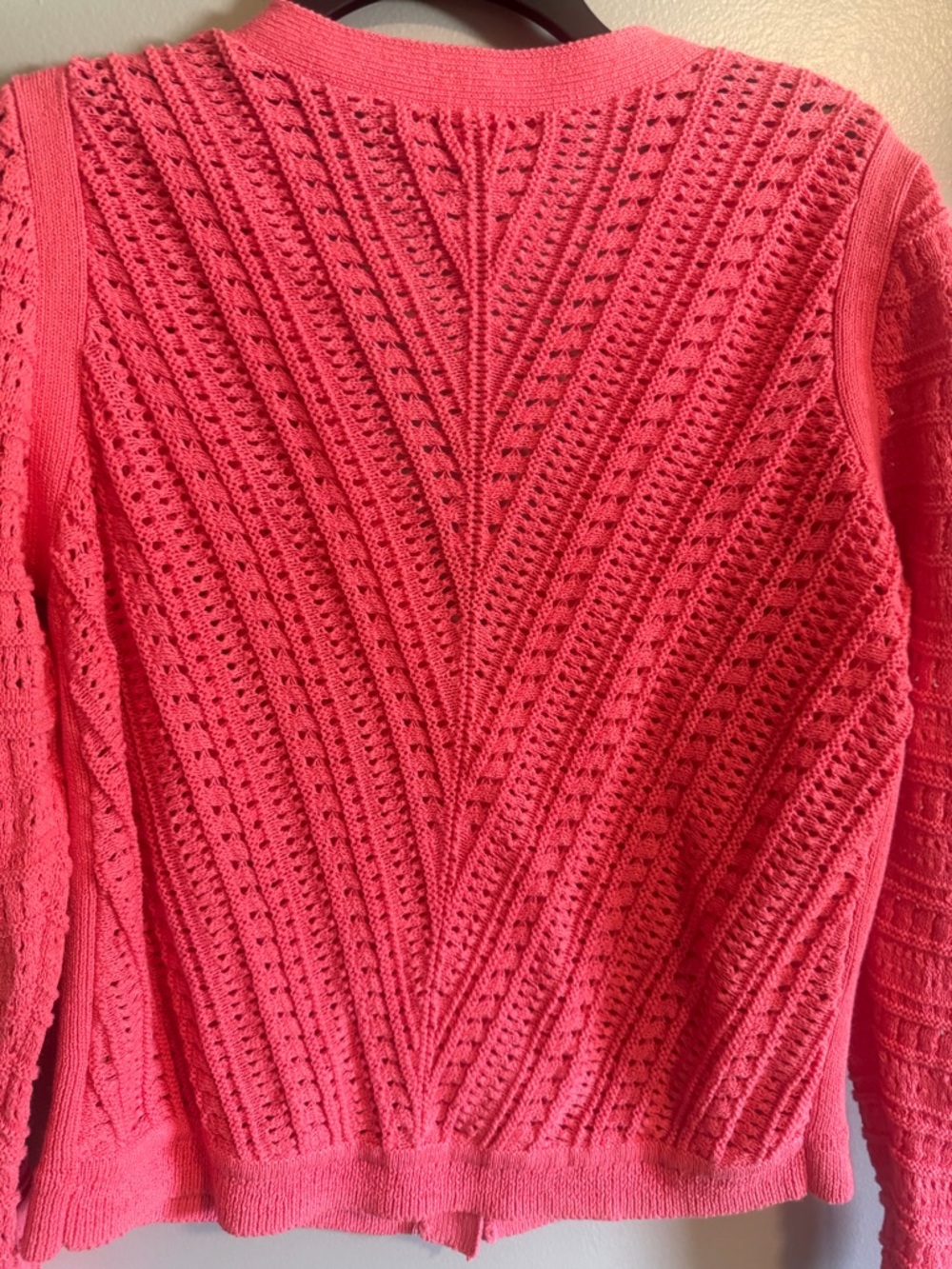 Talbots Coral Openwork Knit Button-Front Cardigan Sweater size medium - Picture 13 of 14